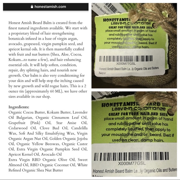 Honest Amish Conditioning Beard Balm 2oz - Picture 2 of 7